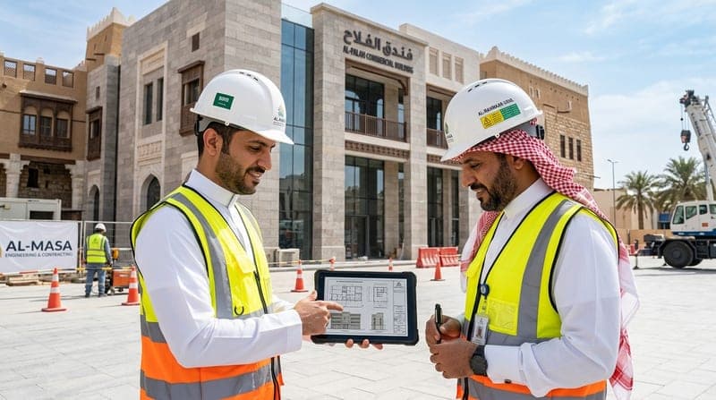 فريق ركن الإعمار الميداني لمعاينة المباني في عسير